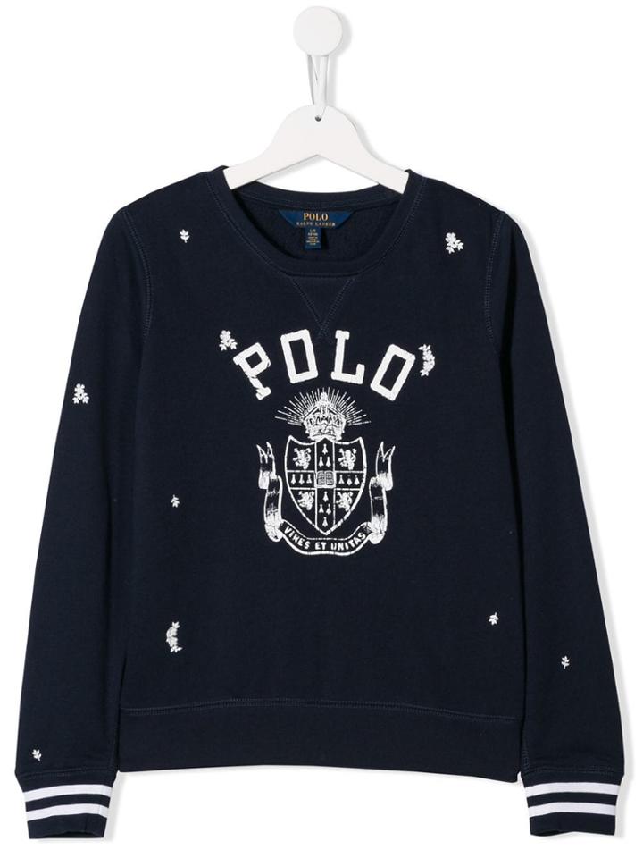 Ralph Lauren Kids Teen Crest Print Sweatshirt - Blue