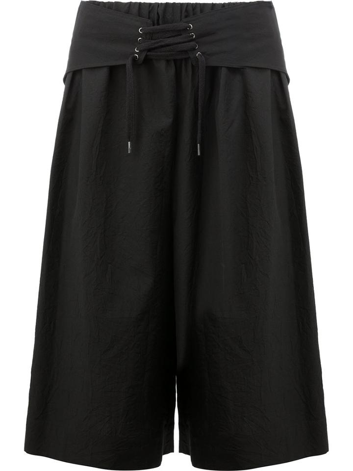 Yang Li Waist-tie Detail Shorts, Men's, Size: 46, Black, Virgin Wool
