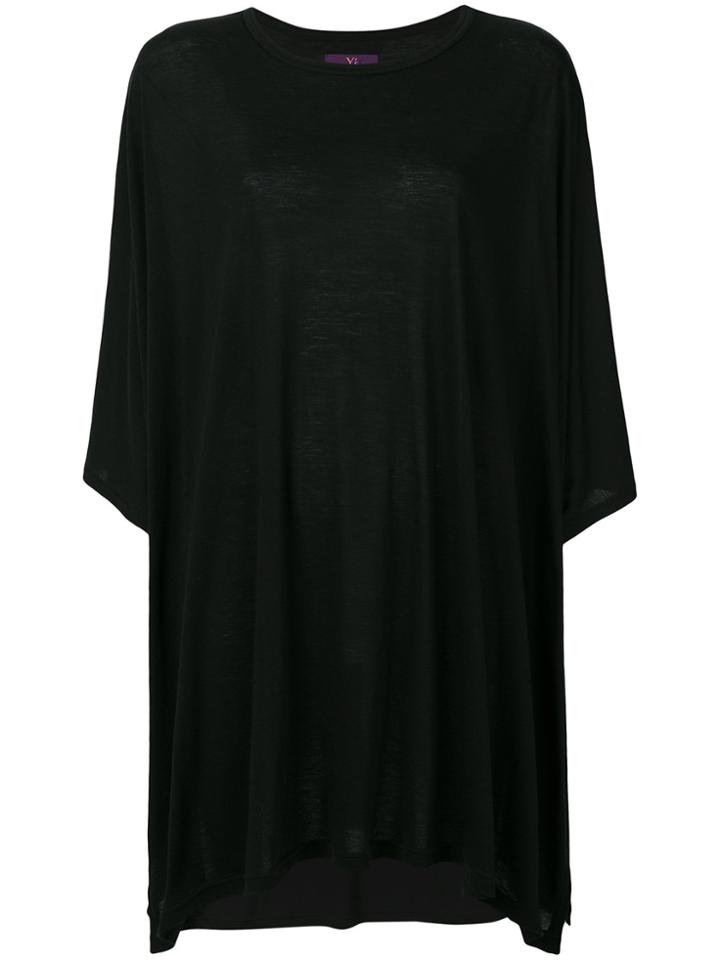 Y's Oversized Cropped Sleeve Top - Black