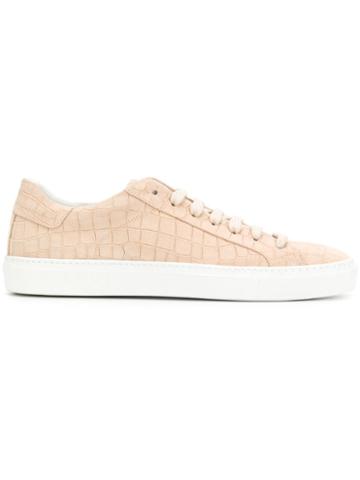 Hide & Jack Crocodile Effect Sneakers - Neutrals