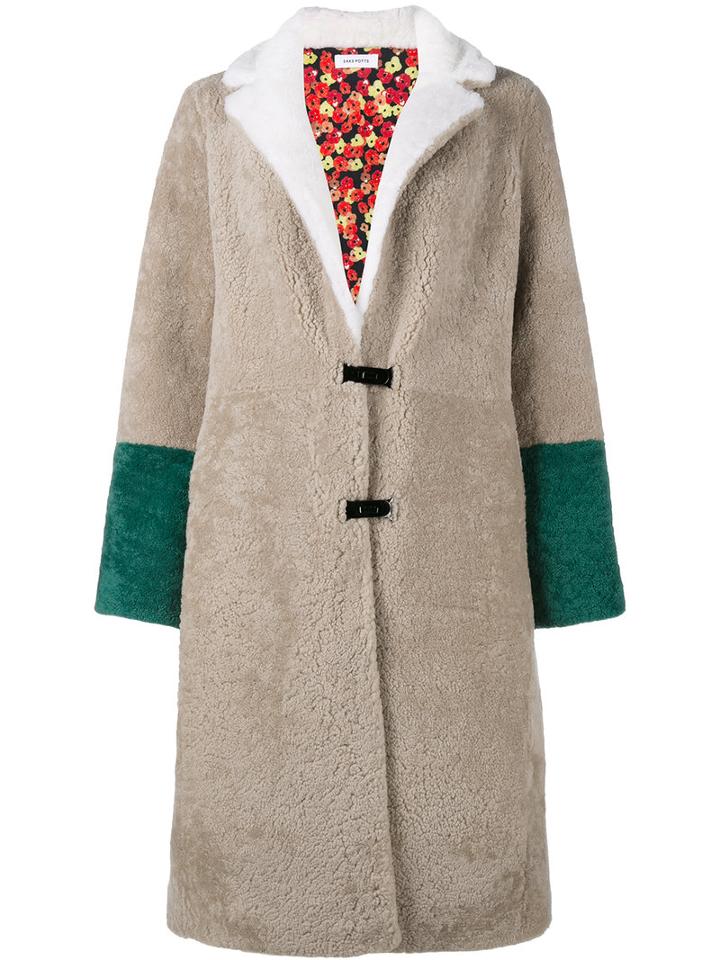 Saks Potts Shearling Coat, Women's, Size: 2, Brown, Sheep Skin/shearling/polyester