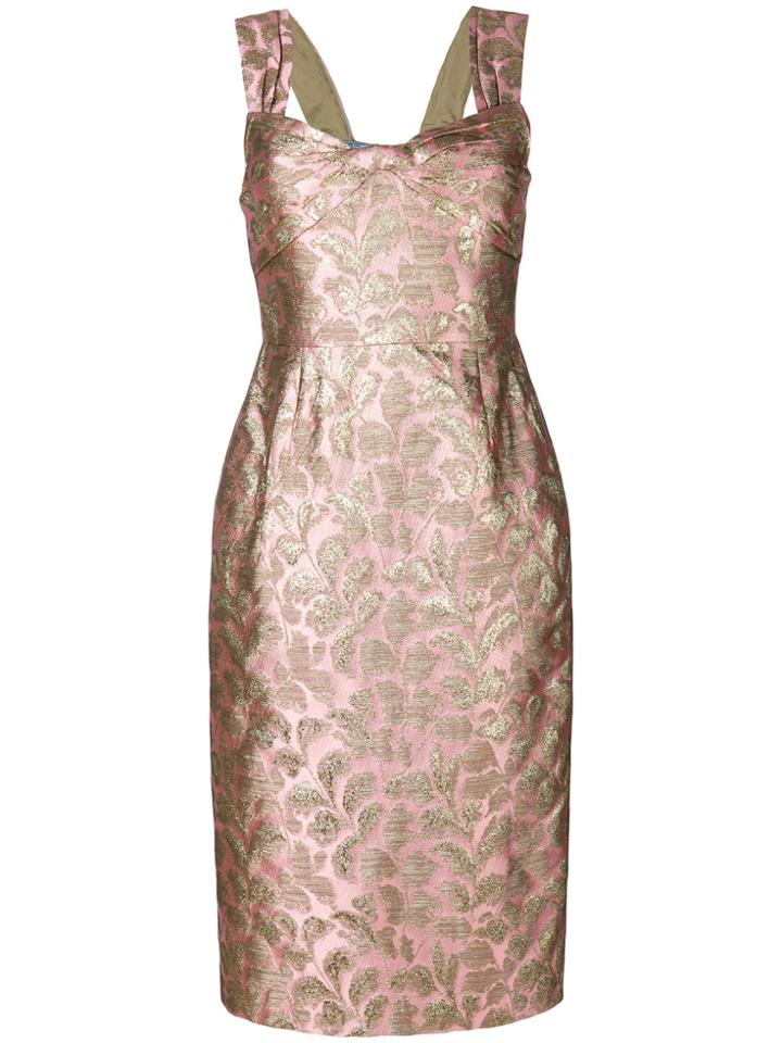 Prada Floral Baroque Fitted Dress - Pink & Purple