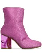 Maison Margiela Crushed Heel Glitter Ankle Boots - Pink