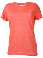 Iro - Nibbled T-shirt - Women - Linen/flax - M, Pink/purple, Linen/flax