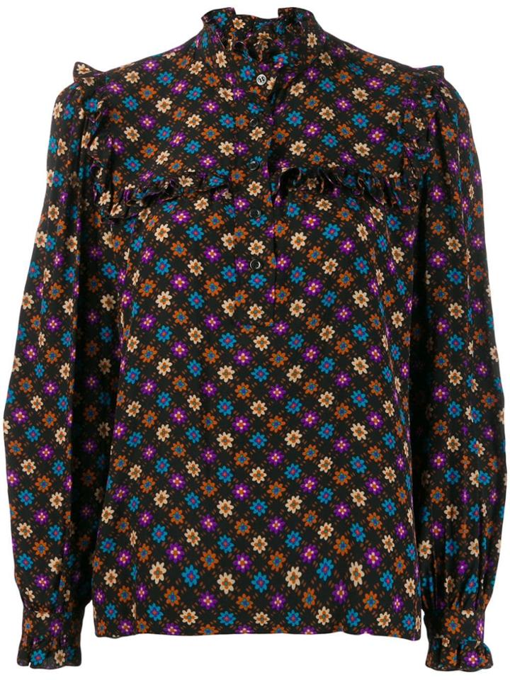 Yves Saint Laurent Pre-owned 1970's Floral Print Blouse - Black