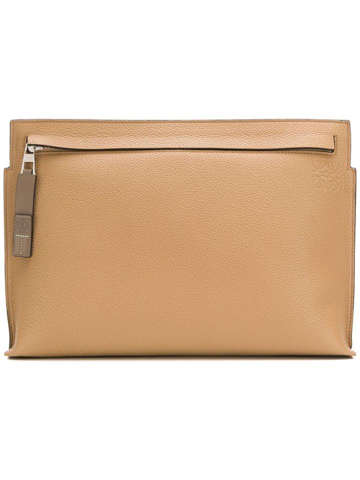 Loewe Textured Clutch Bag - Brown