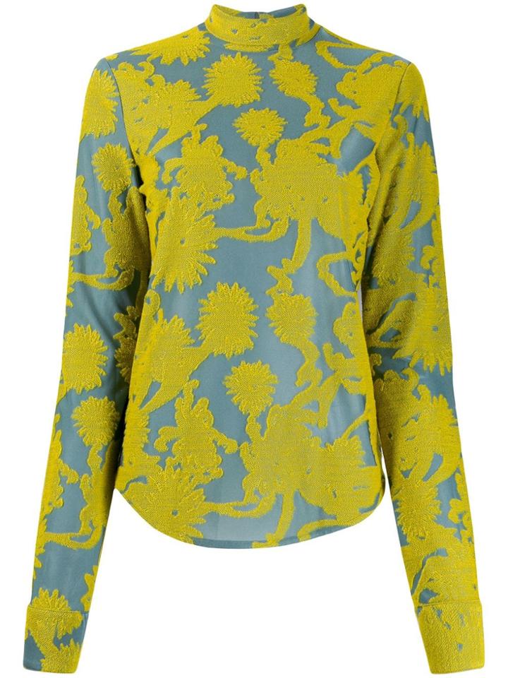 Jil Sander High-neck Floral Top - Blue