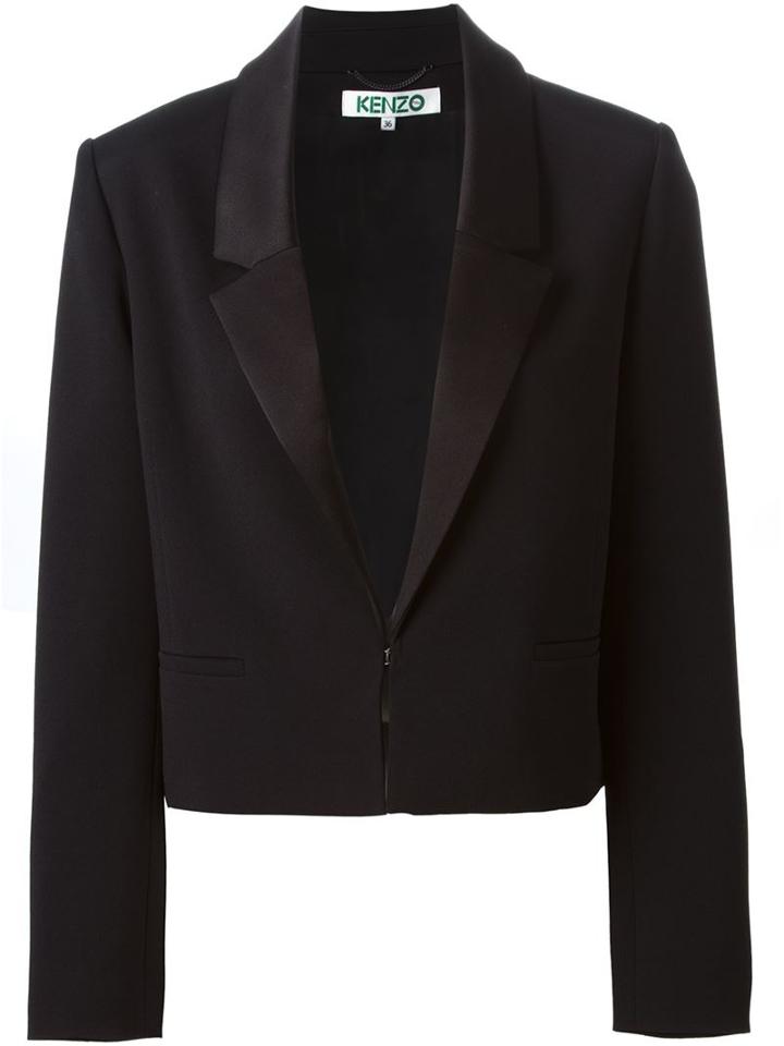 Kenzo Cropped Blazer, Women's, Size: 38, Black, Triacetate/polyester