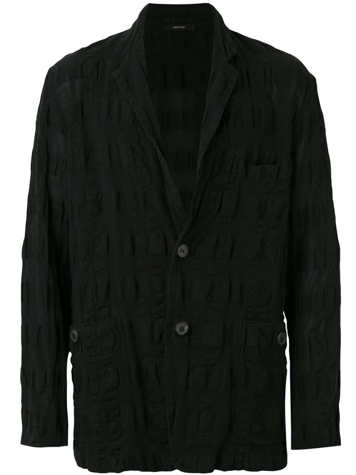Issey Miyake Men - Crinkled Jacket - Men - Cotton/linen/flax - 4, Black, Cotton/linen/flax