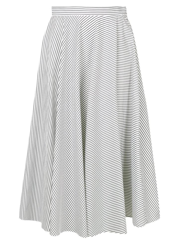 Tomorrowland Micro Stripe Midi Skirt - White
