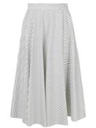 Tomorrowland Micro Stripe Midi Skirt - White