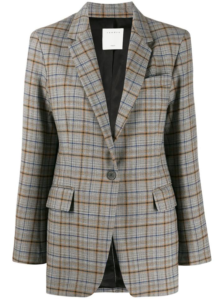 Sandro Paris Checked Pattern Blazer - Grey