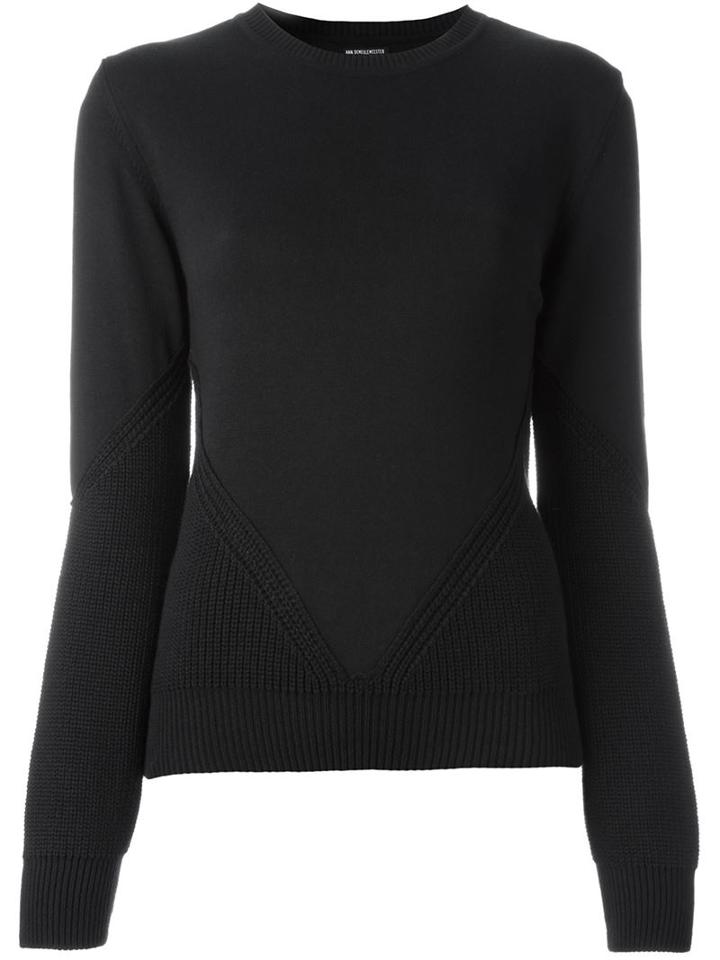 Ann Demeulemeester Ribbed Knit Panel Jumper, Women's, Size: 38, Black, Silk/cotton