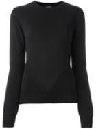 Ann Demeulemeester Ribbed Knit Panel Jumper, Women's, Size: 38, Black, Silk/cotton