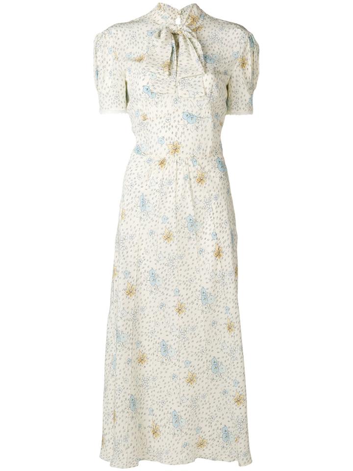 Miu Miu Floral Print Dress - Nude & Neutrals