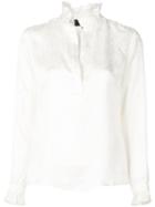 Nili Lotan Embroidered Frill-trim Blouse - White