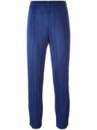 Pleats Please By Issey Miyake Slim-fit Cropped Trousers, Women's, Size: 5, Blue, Polyester