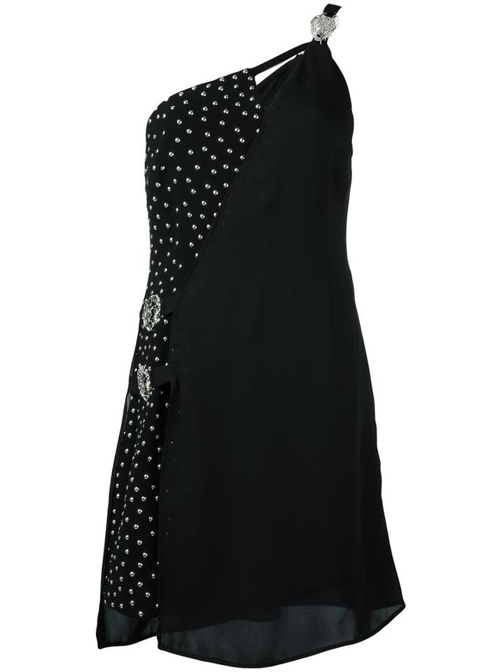 Versus Studded Single Shoulder Dress, Women's, Size: 40, Black, Polyester/polyamide/spandex/elastane/viscose