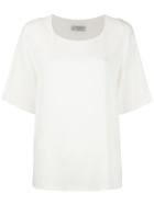 Alberto Biani Pleated Back T-shirt, Women's, Size: 42, White, Triacetate/polyester