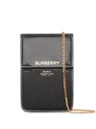 Burberry Horseferry Print Leather Card Case Lanyard - Black