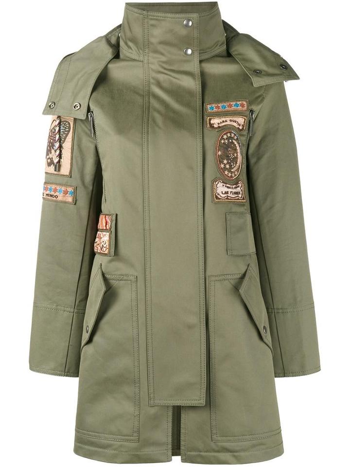 Embroidered Patch Parka, Women's, Size: 38, Green, Cotton, Valentino