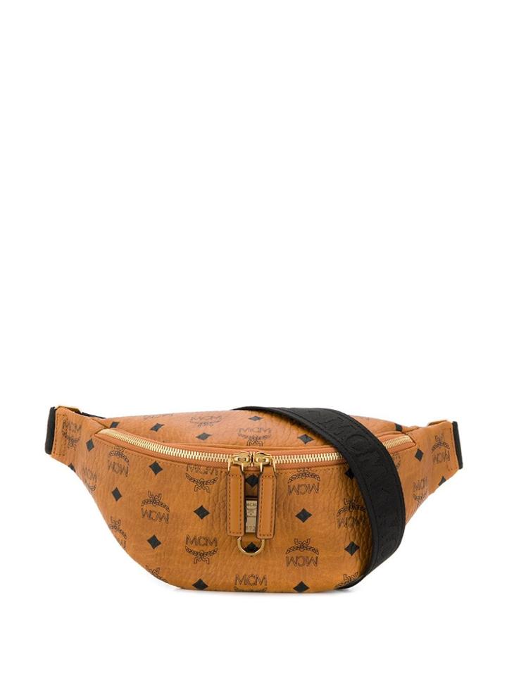 Mcm Repeat Logo Belt Bag - Brown