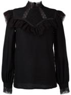 Vilshenko Ruffled Lace Detailing Blouse, Women's, Size: 10, Black, Cotton