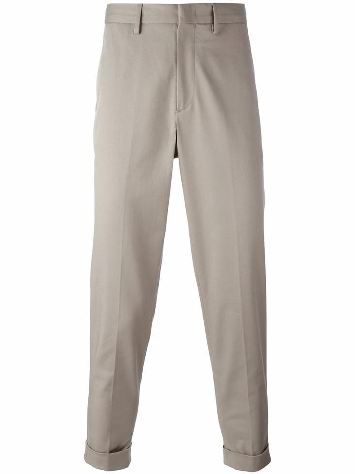 Moncler Cropped Trousers, Men's, Size: 46, Nude/neutrals, Cotton/spandex/elastane