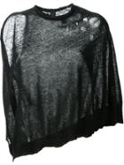 Mihara Yasuhiro Fine Knit Distressed Cape Jumper, Women's, Size: 36, Black, Cotton/nylon