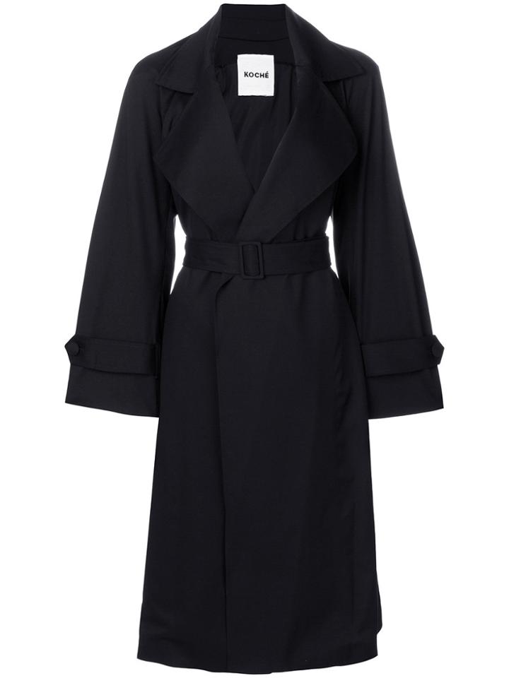 Koché Kimono Style Trench Coat - Black
