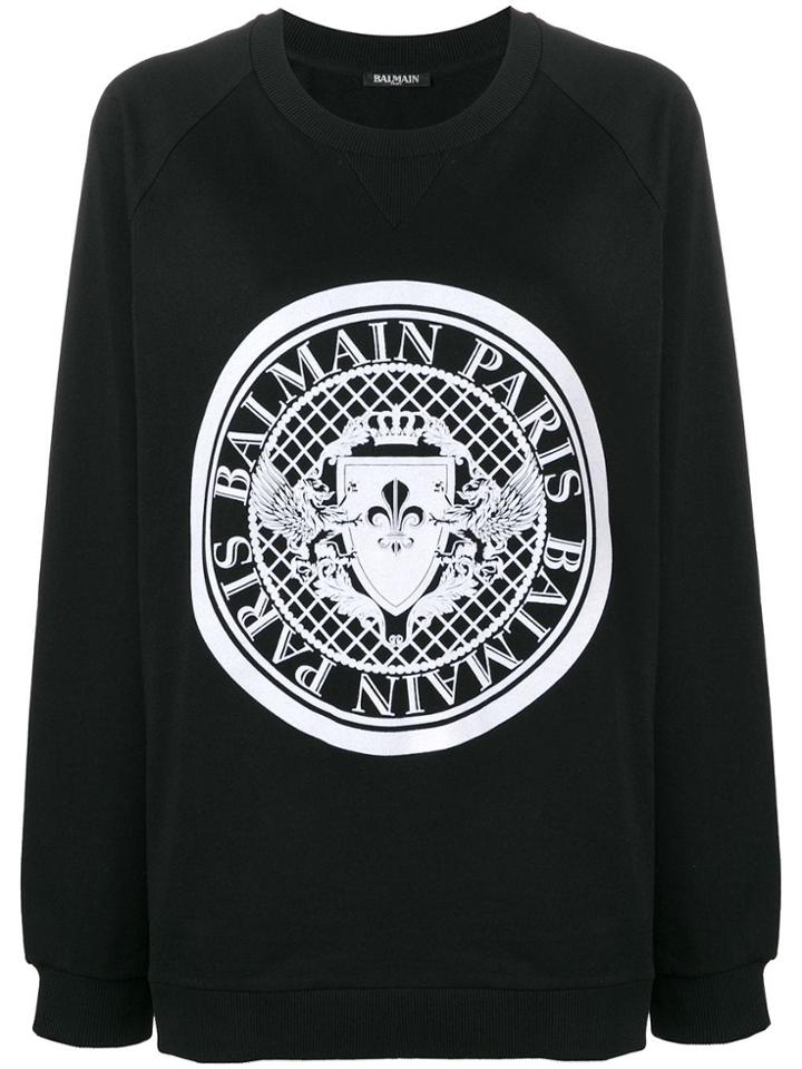 Balmain Logo Stamp Sweatshirt - Black