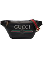Gucci Black Fake Logo Print Leather Cross-body Bag