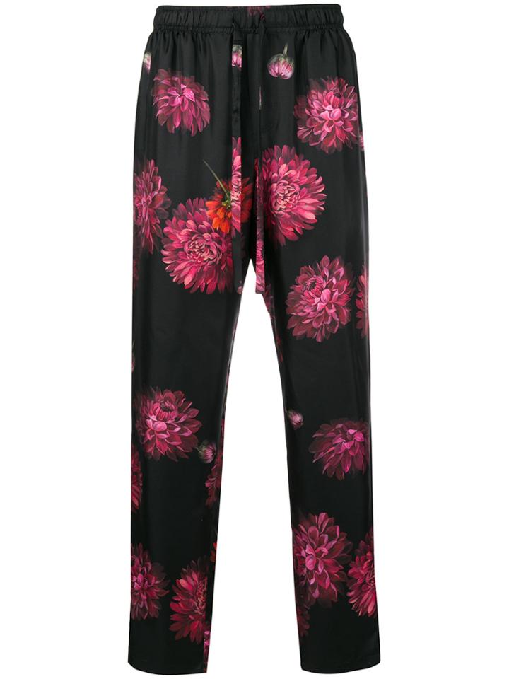 Dolce & Gabbana Peony Print Trousers - Black