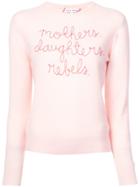 Lingua Franca Rebels Embroidered Sweater - Pink & Purple