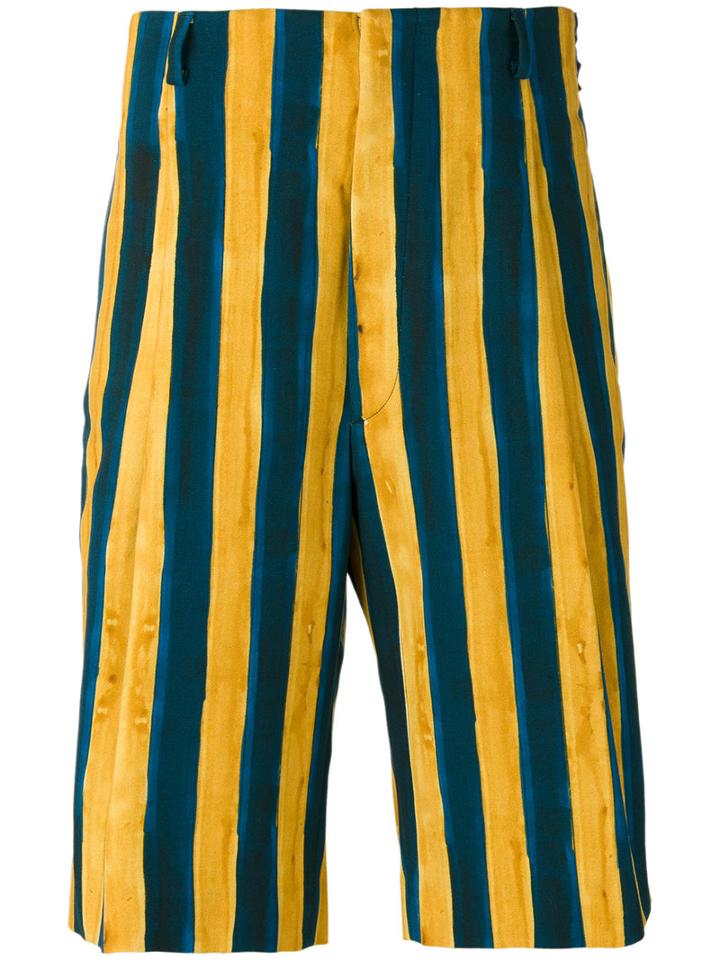 Fendi Striped Shorts, Men's, Size: 46, Blue, Cotton/spandex/elastane