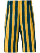 Fendi Striped Shorts, Men's, Size: 46, Blue, Cotton/spandex/elastane
