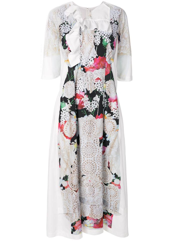 Comme Des Garçons Comme Des Garçons Laser Cut Floral Dress - White