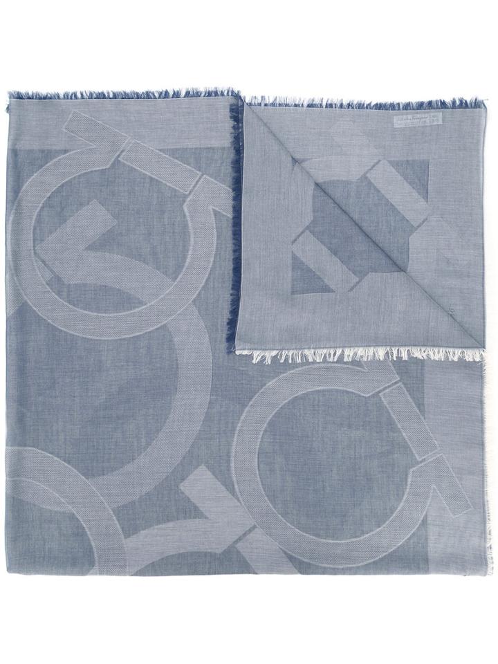 Salvatore Ferragamo Printed Scarf, Women's, Blue, Cotton