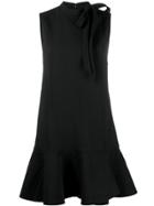 Valentino Bow-neck Flared Dress - Black