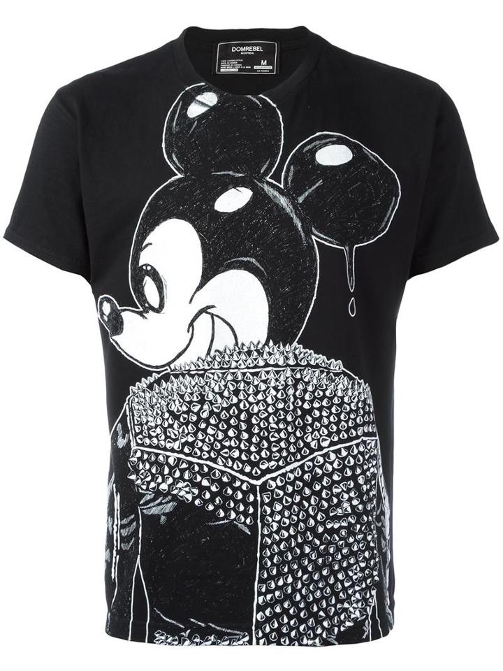 Dom Rebel Mickey Print T-shirt, Men's, Size: Medium, Black, Cotton