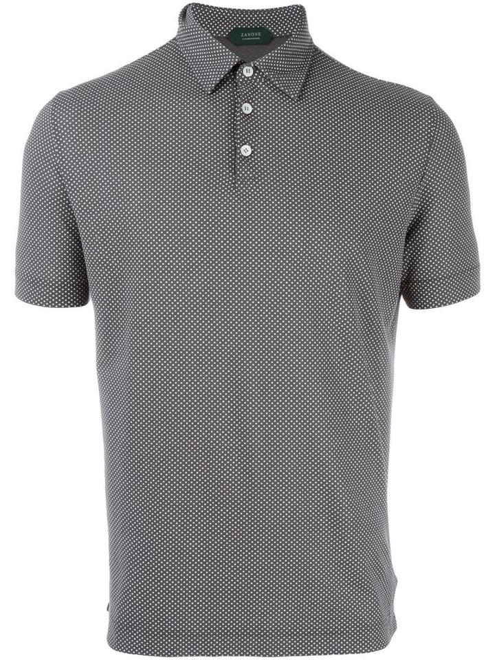 Zanone Patterned Polo Shirt, Men's, Size: 54, Grey, Cotton