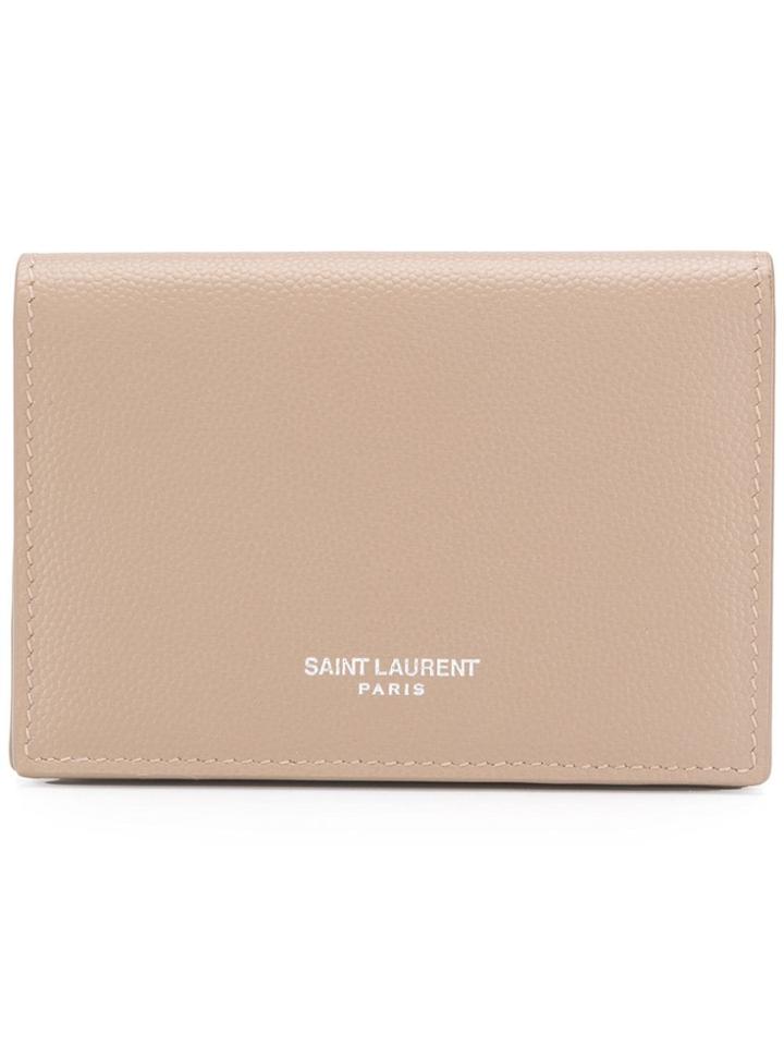 Saint Laurent Grain Embossed Leather Card Case - Grey