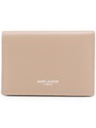 Saint Laurent Grain Embossed Leather Card Case - Grey