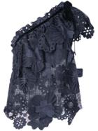 Self-portrait Floral Mesh Top - Blue