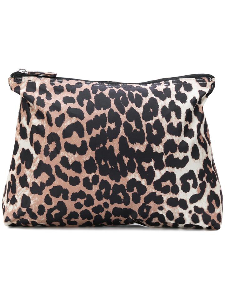 Ganni Leopard Print Makeup Bag - Nude & Neutrals