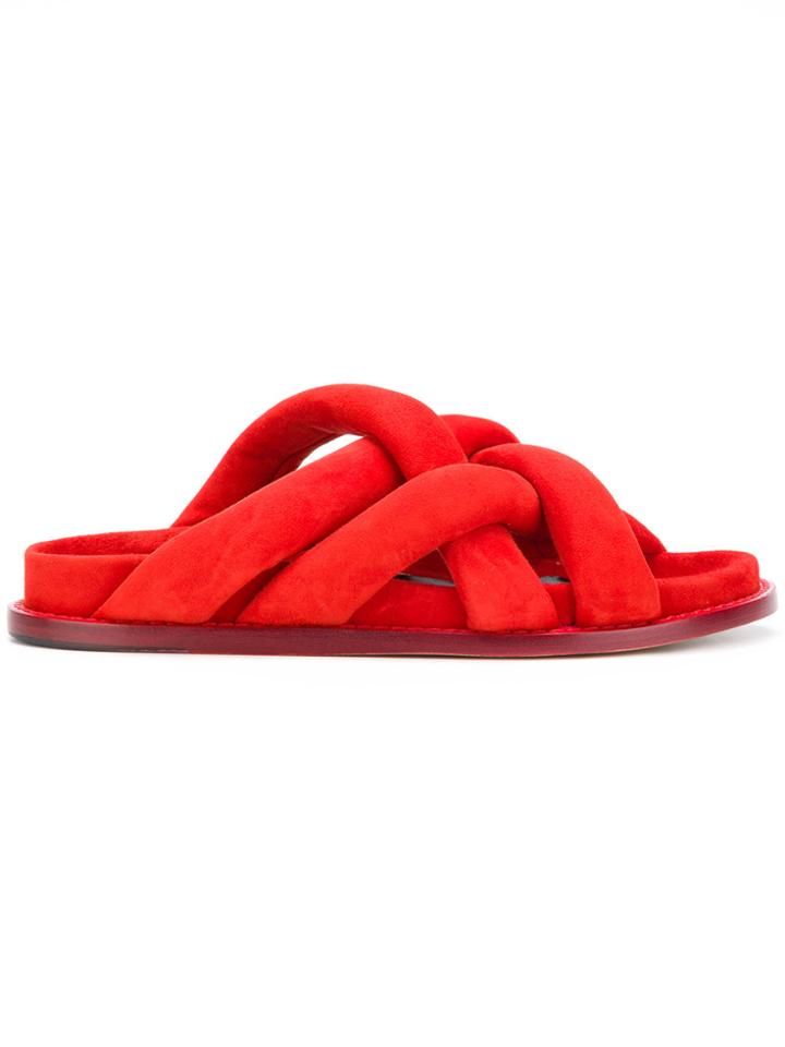 Proenza Schouler Crossover Strap Sandals - Red