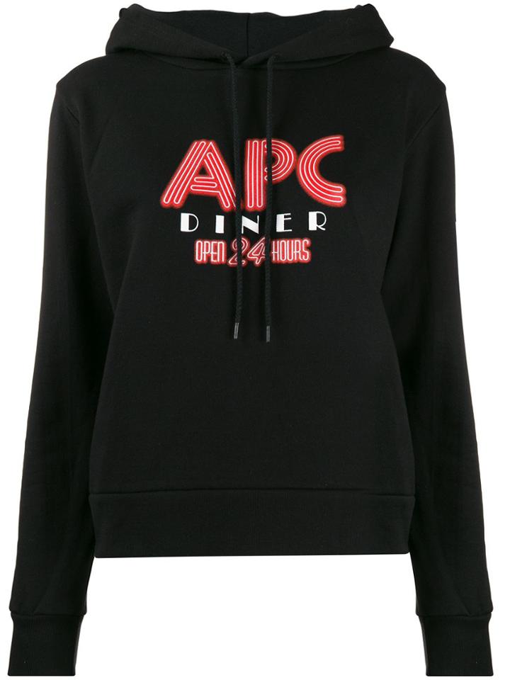 A.p.c. Logo Print Hoodie - Black