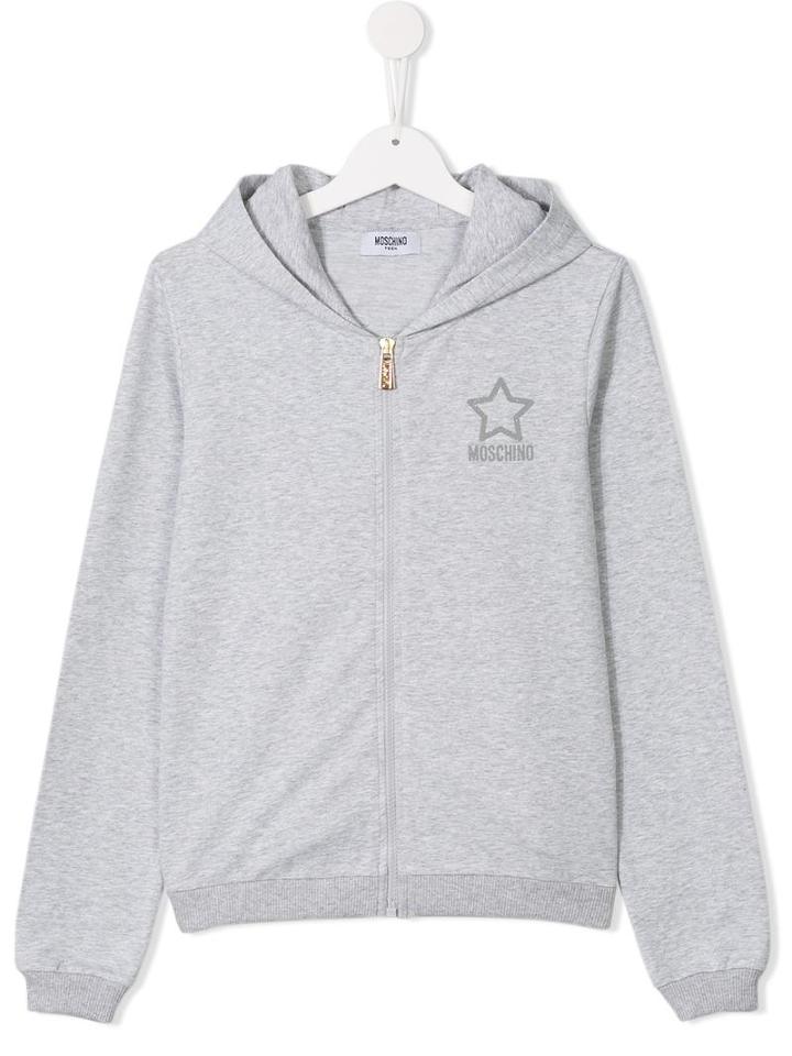 Moschino Kids Glitter Star Hoodie, Girl's, Size: 14 Yrs, Grey