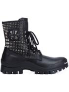 Philipp Plein Studded Combat Boots, Men's, Size: 44, Black, Leather/rubber/metal Other