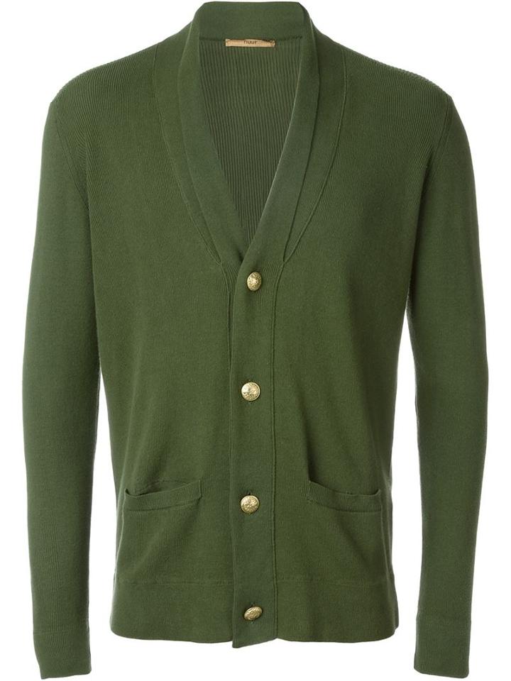 Nuur V-neck Cardigan, Men's, Size: 50, Green, Cotton/linen/flax